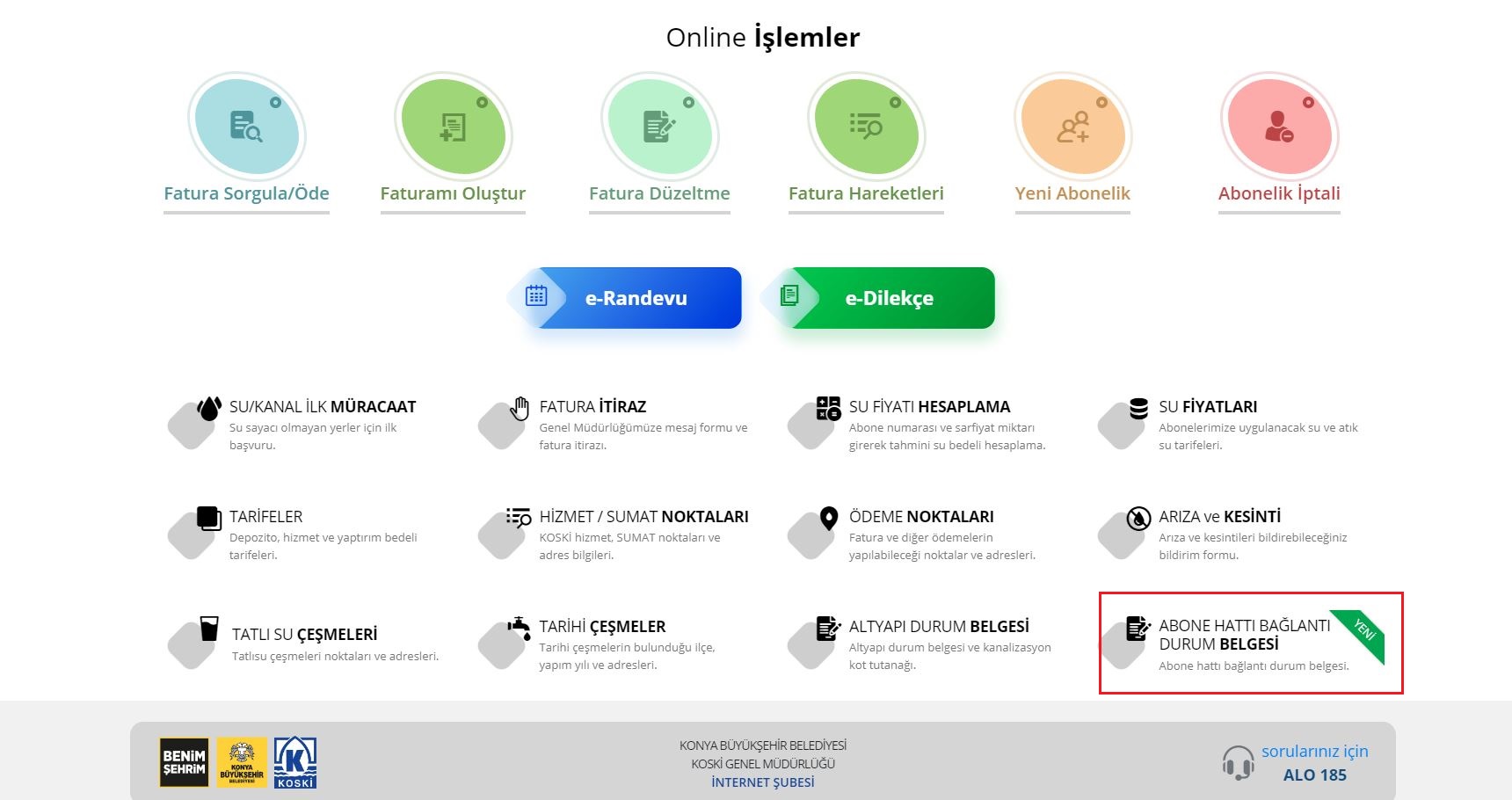 Abone Hattı Bağlantı Durum Belgesi